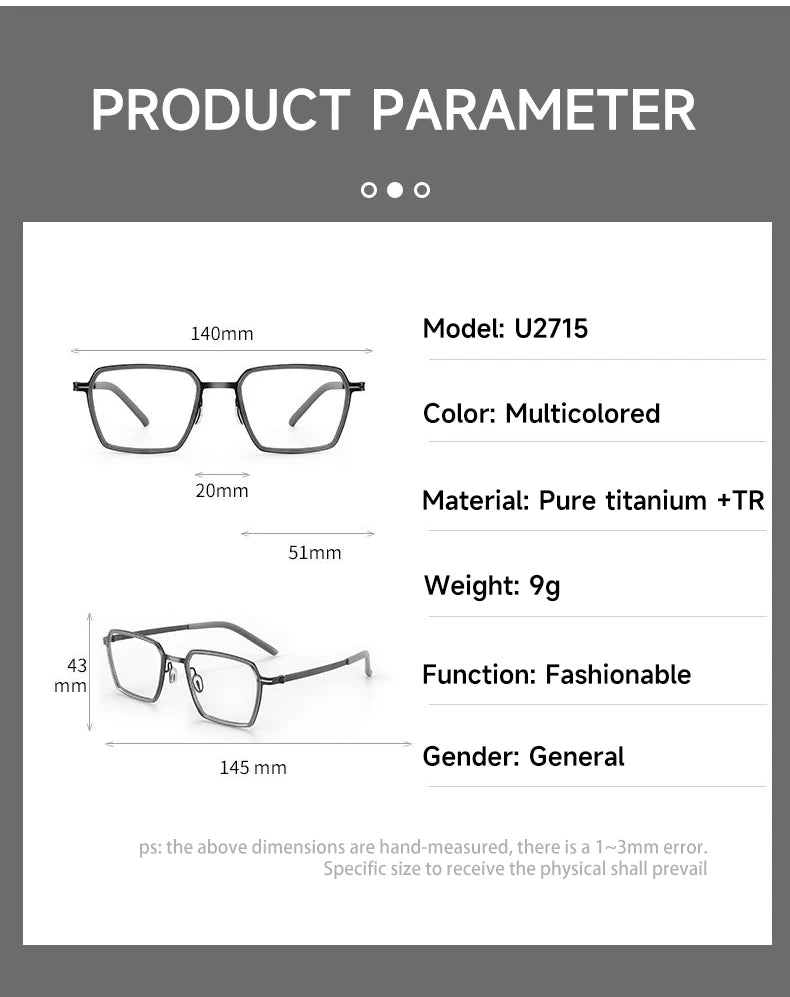 Simple Geometric Polygon Fashion Titanium Glasses | Blue Light Protection
