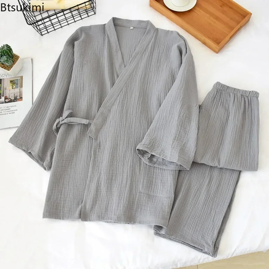 Men's Plus Size Cotton Kimono Pajamas | Stylish Comfort Homewear
