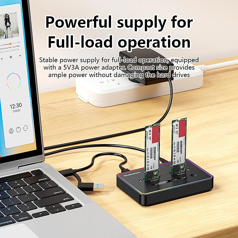Dual M.2 SATA SSD Docking Station for Offline Cloning