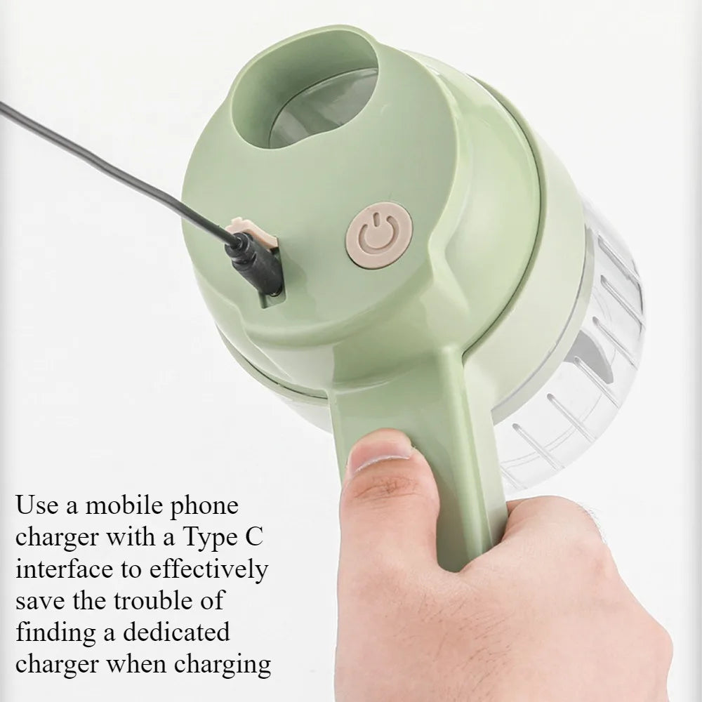 4-in-1 Electric Garlic Mincer & Vegetable Cutter Set | Easy Clean