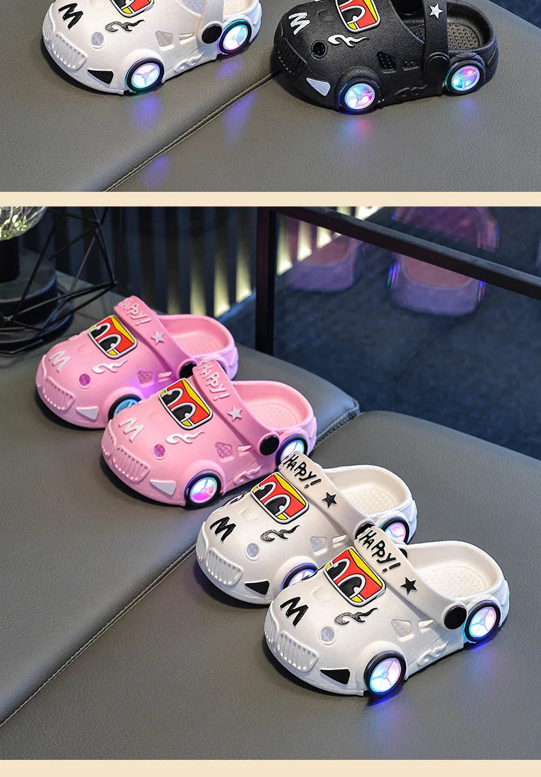 Children's Car Shaped Light Up Slippers | Fun Summer Footwear