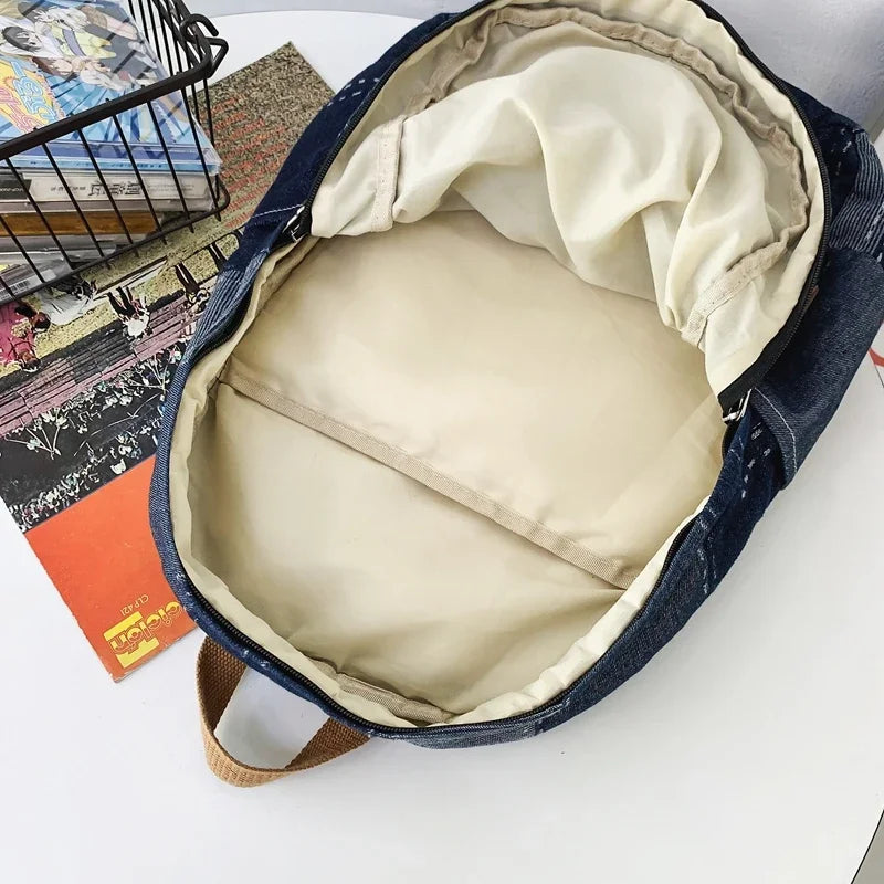 Trendy Washed Denim Backpack | Stylish College Laptop Bag