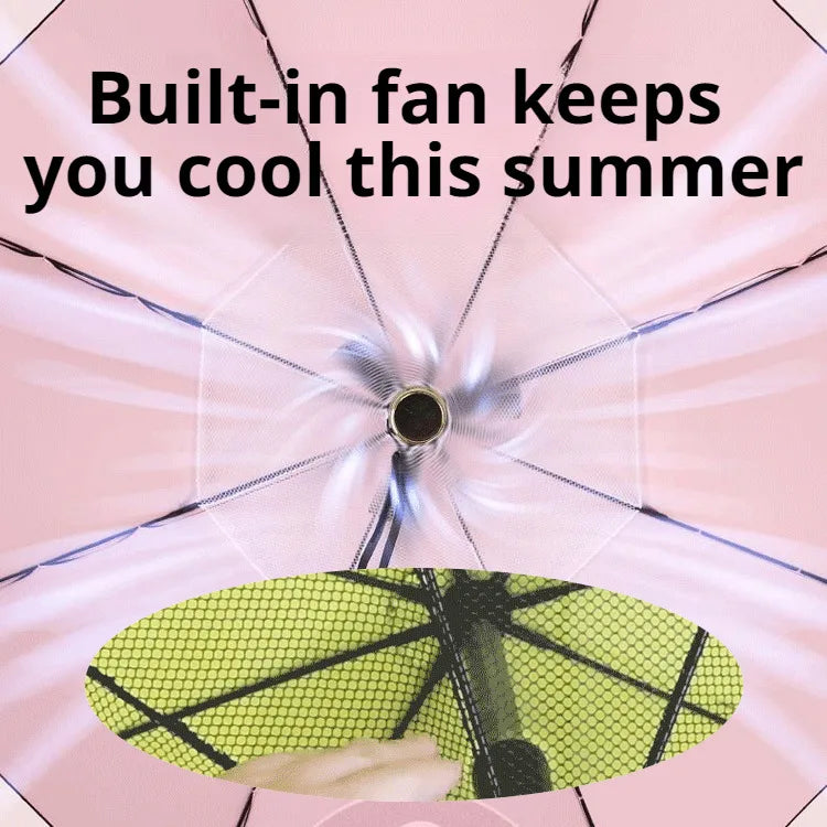 Portable Cooling Sunshade Umbrella with Fan | UV Protection