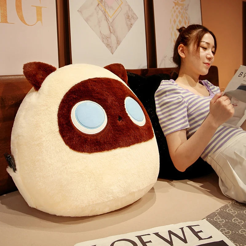 Kawaii Siamese Cat Plush Toy | Long Oblong Nap Pillow for Kids