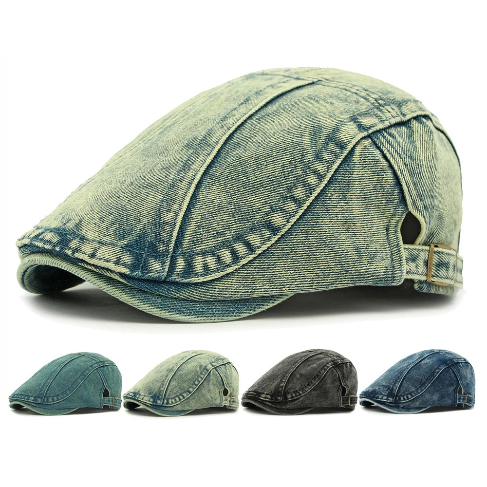 Unisex Adjustable Denim Beret Hat | Stylish Artist Cap
