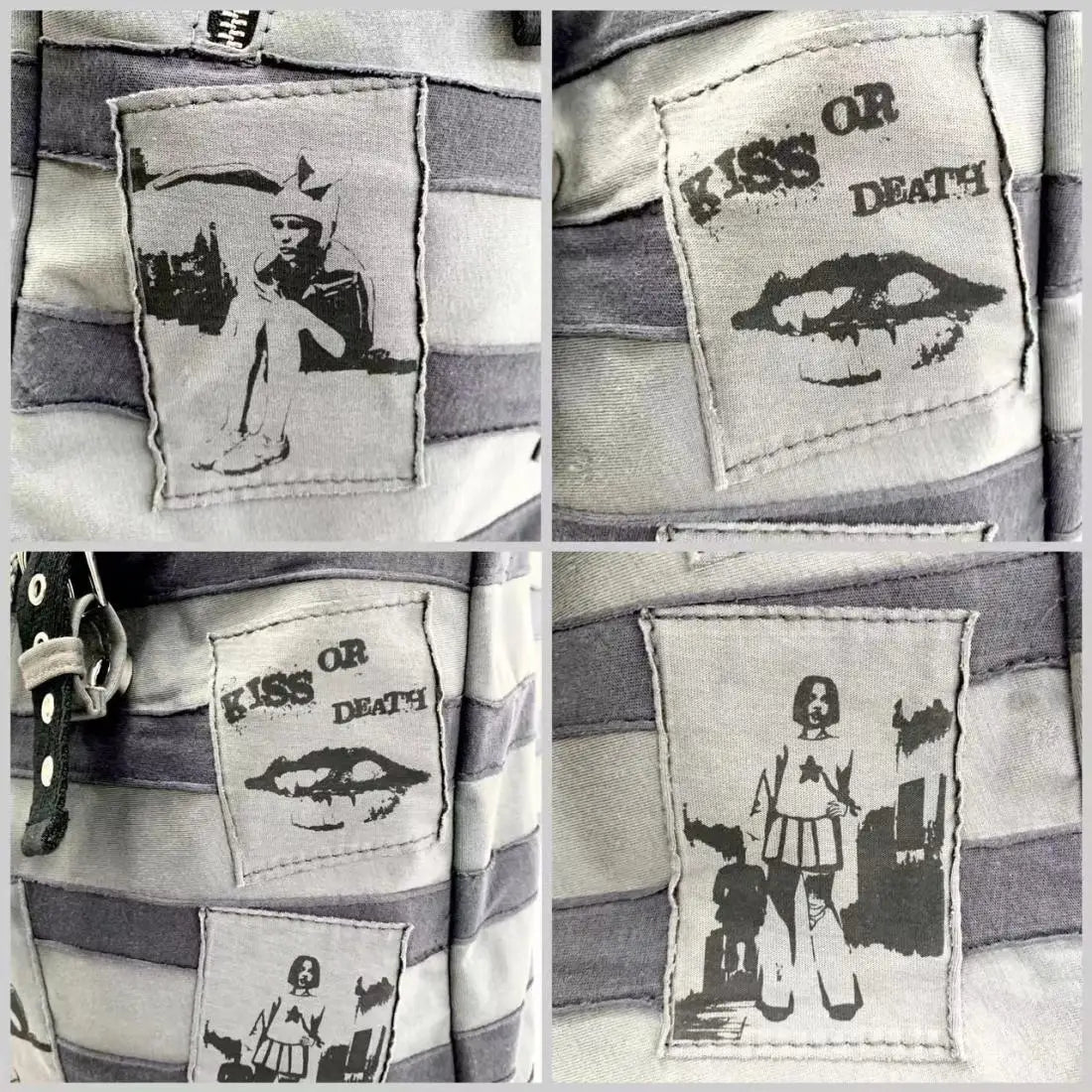 Vintage Striped Rabbit Ear Backpack | Unisex Punk Hip Hop Style