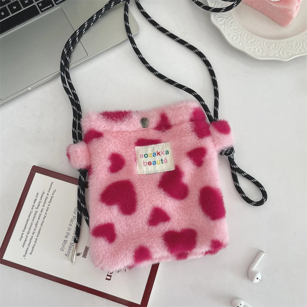 Cute Plush Dot Crossbody Bags for Women | Portable Shoulder Bag