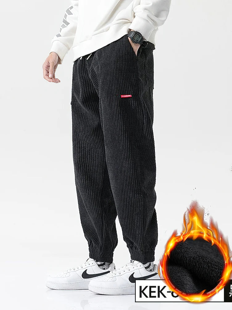Men's Baggy Corduroy Jogger Pants | Comfortable Casual Trousers