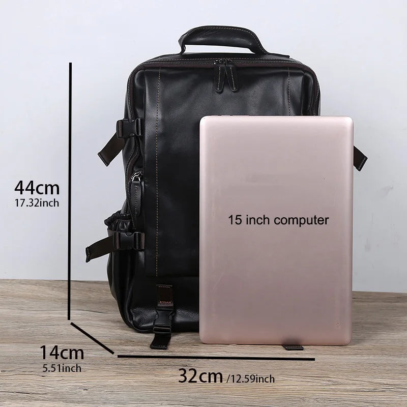 Vintage Cowhide Men's Backpack | Large Capacity Casual Bag