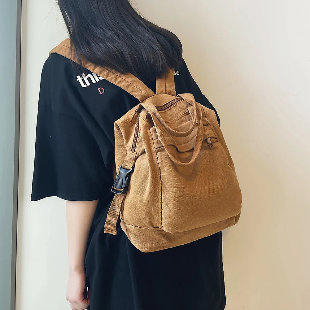 Vintage Canvas Backpack for Women | Stylish School Bag