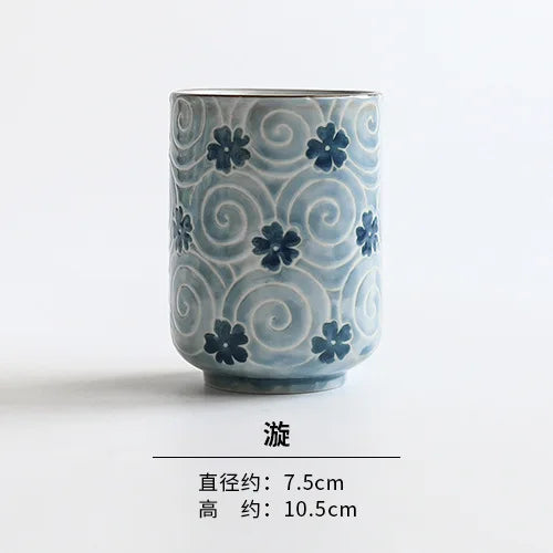 Taza de té japonesa pintada a mano | Taza de cerámica vintage