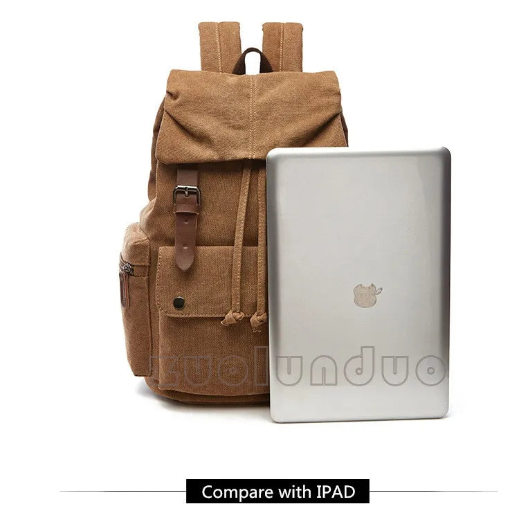 Vintage Canvas Laptop Backpack for School & Travel | Anti-Theft Design