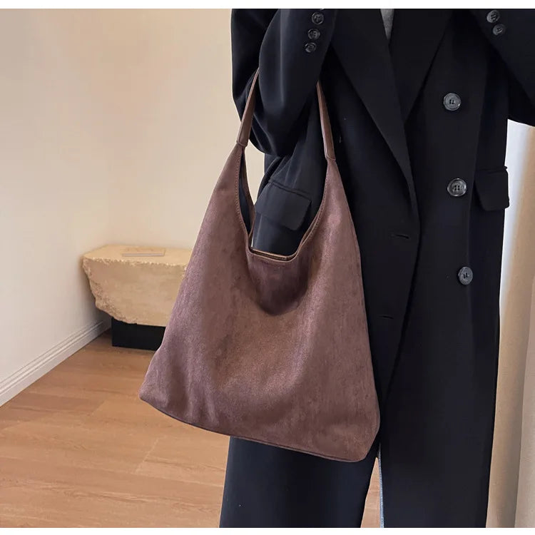 Stylish Winter Suede Shoulder Bag | Large Capacity Crossbody Bag