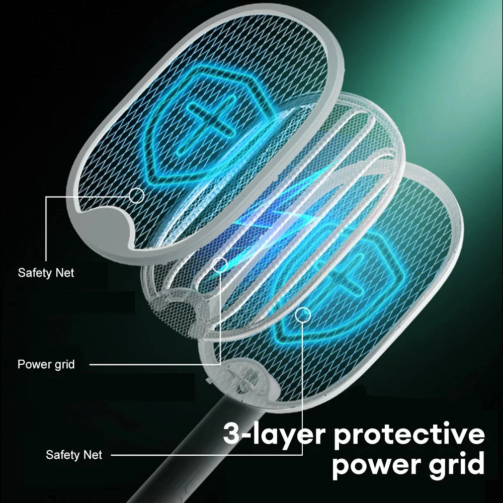 Foldable Electric Mosquito Killer Racket | 3000V Bug Zapper