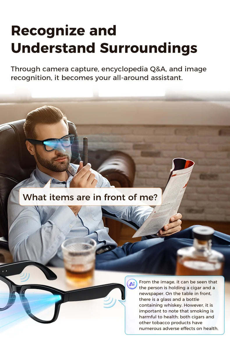 Large Capacity Smart Glasses with Translation & Recording Features