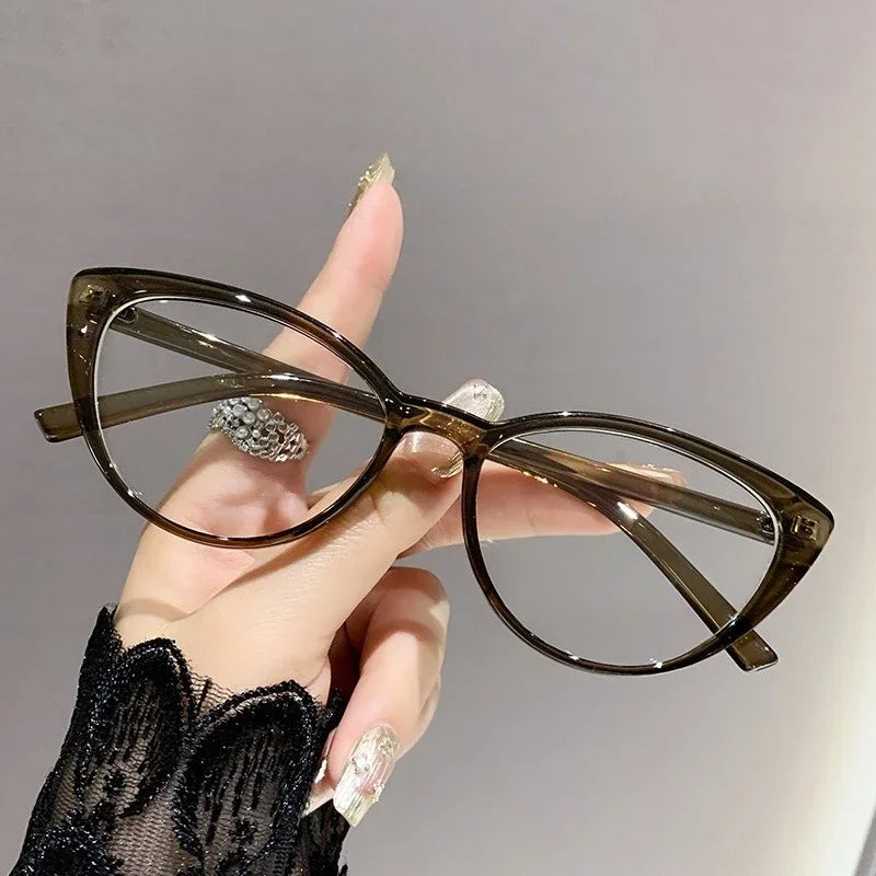 Fashionable cat-eye full-frame reading glasses, retro style, fashionable anti-blue light glasses, ladies' reading glasses