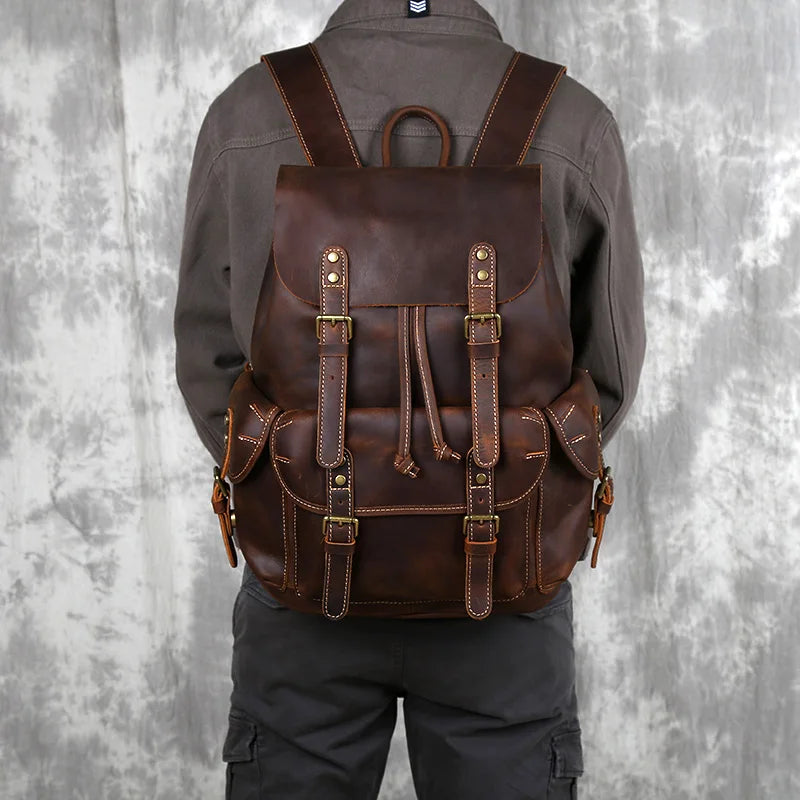 Retro Leather Men's Backpack | Spacious Travel & School Bag