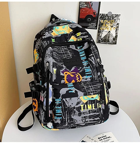 Trendy Personalized Graffiti Japanese Backpack | Large Capacity Book Bag