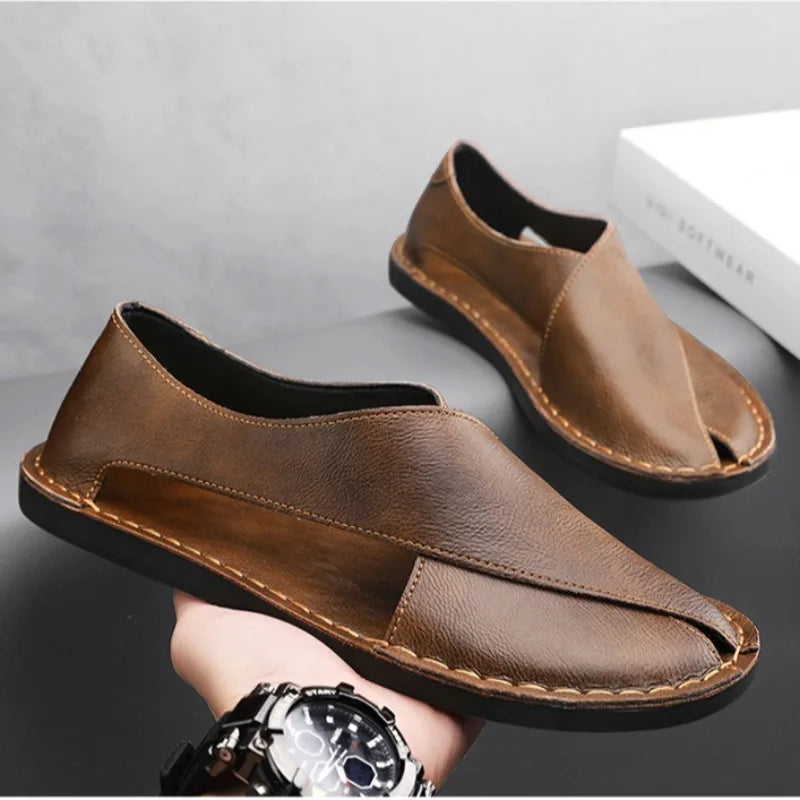 Men's Lightweight Breathable Leather Sandals | Summer Beach Shoes