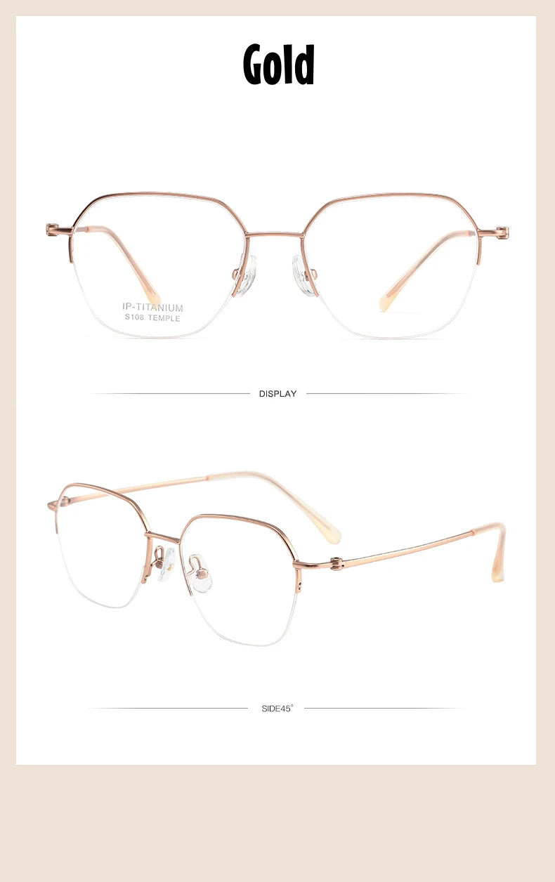 Stylish Titanium Half-Frame Photochromic Sunglasses for Women