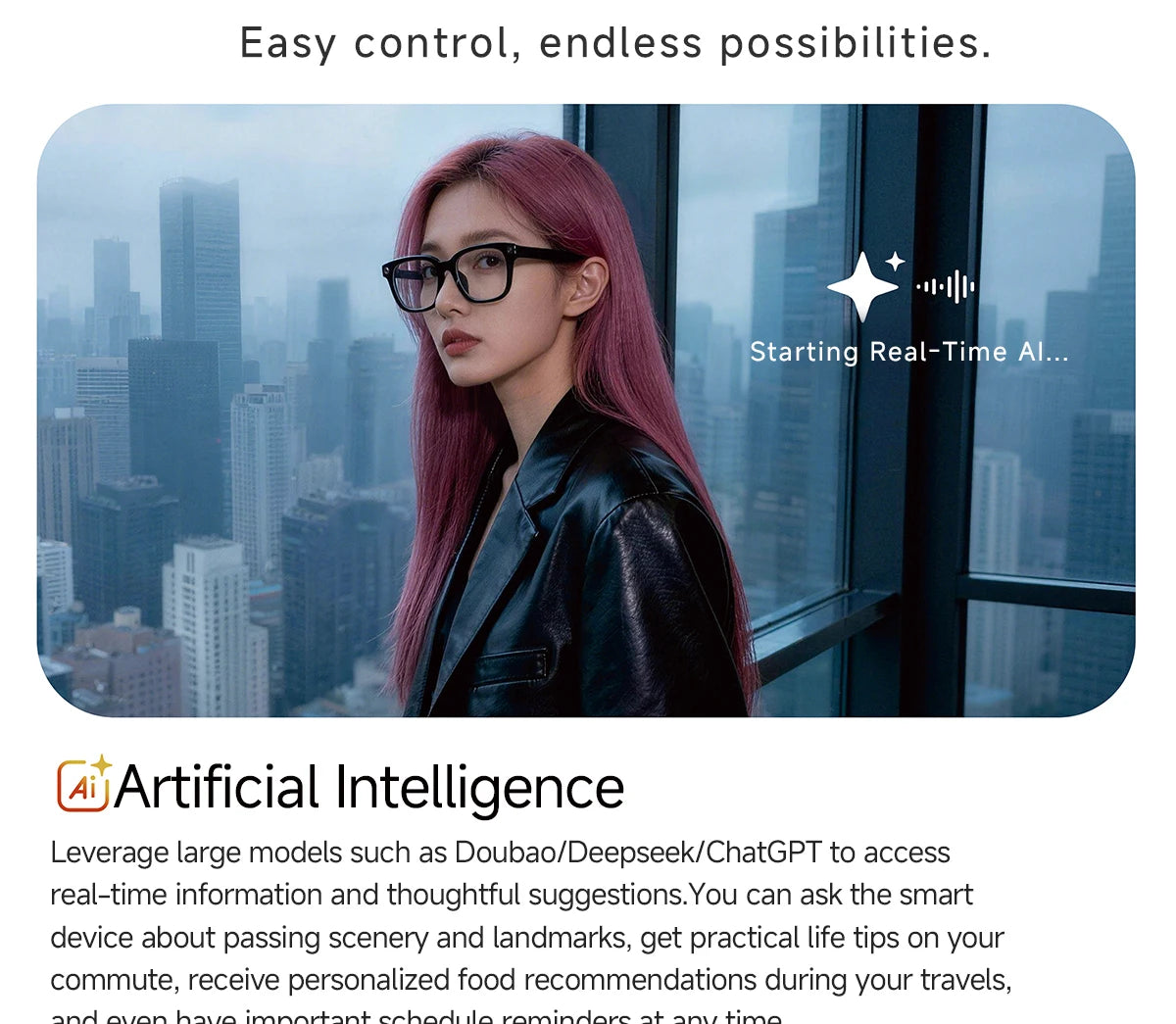 AI Smart Glasses with Real-time Translation and 800W Camera