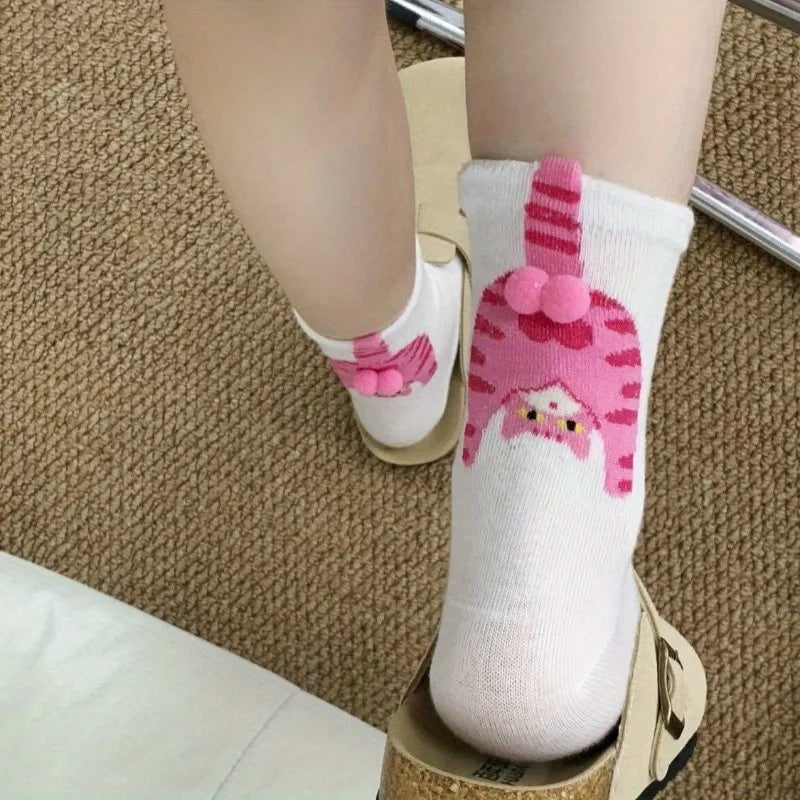 Calcetines de media caña con lindo diseño de trasero de gato en 3D | Divertida ropa de invierno para mujer