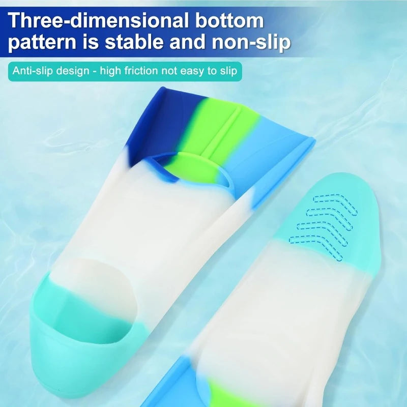 Silicone Swim Fins for Kids & Adults | Quick Dry Pool Training Gear