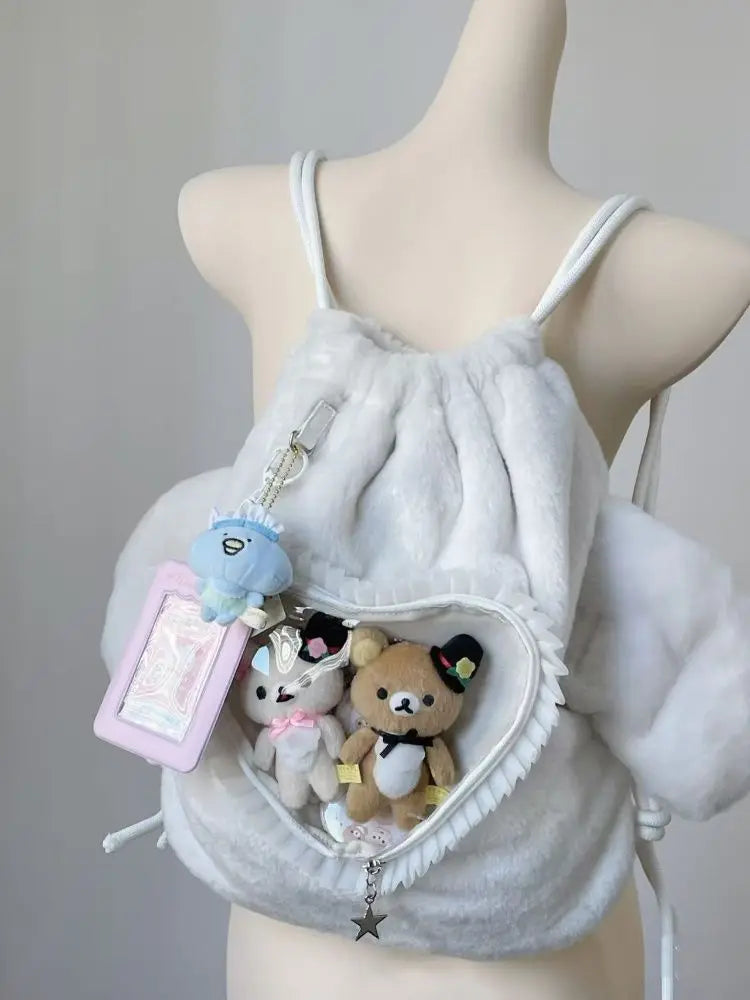 Plush Angel Wing Ita Bag Backpack | Y2K Harajuku Style