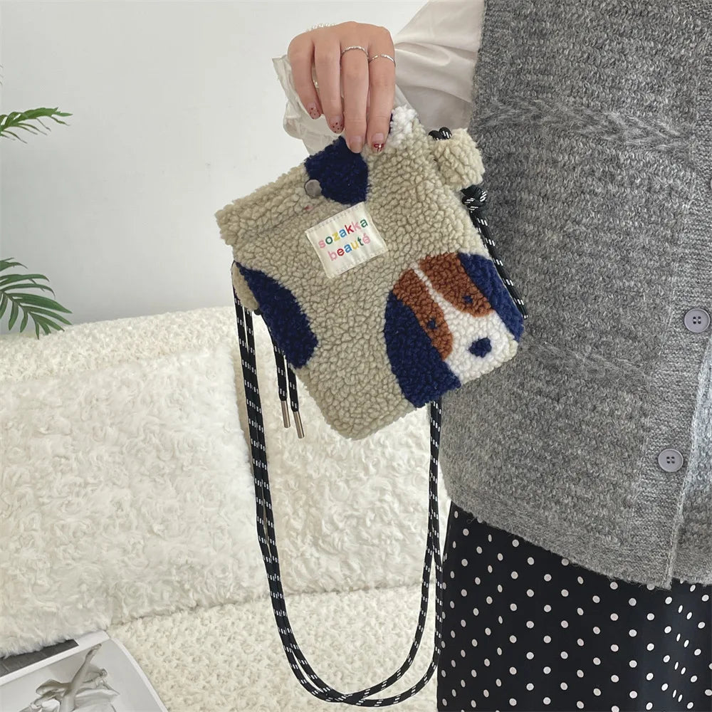 Cute Plush Dot Crossbody Bags for Women | Portable Shoulder Bag