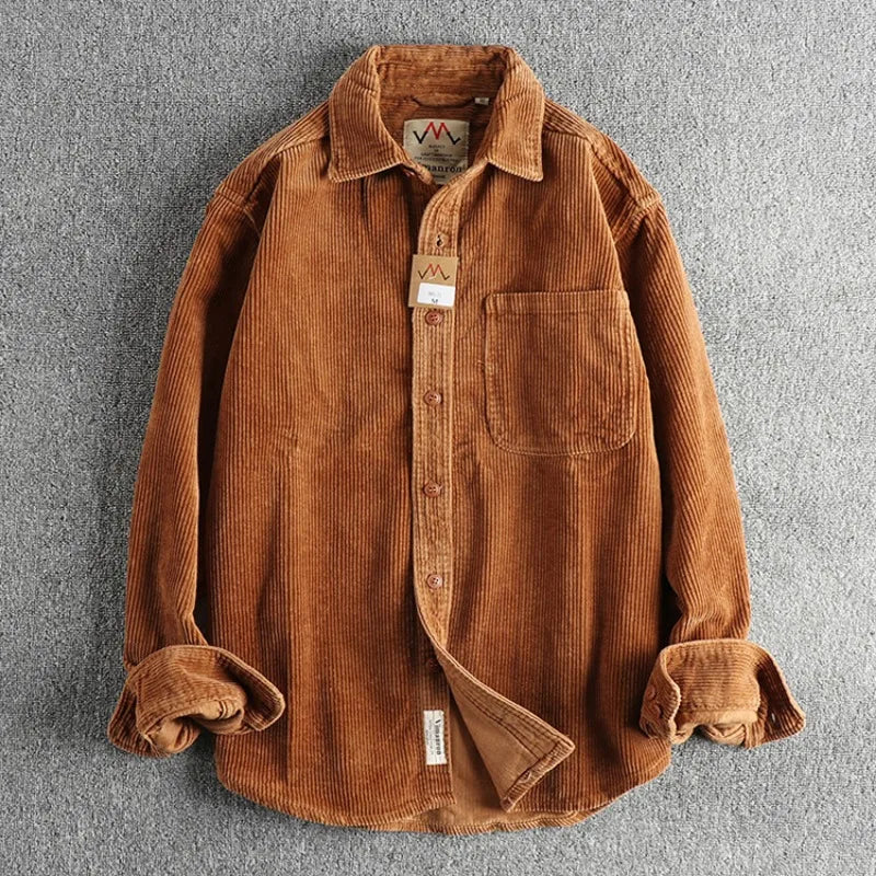 Men's Solid Color Corduroy Shirt | Vintage Casual Fashion