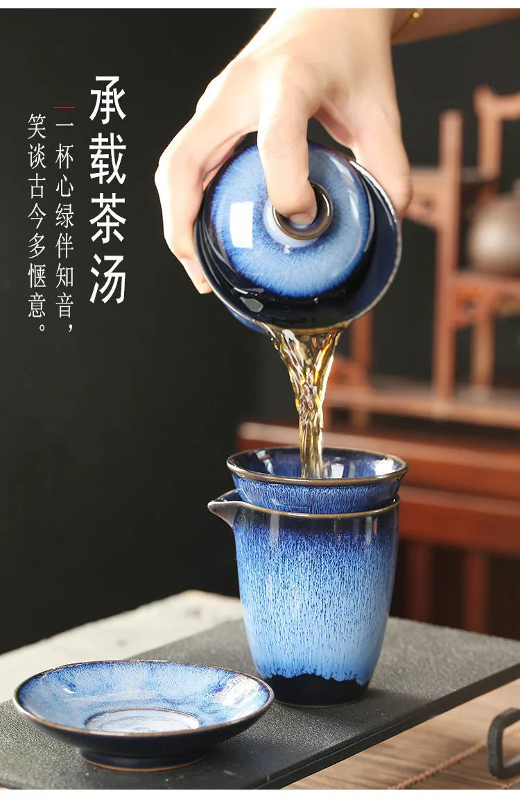 Elegante Juego de Té Kungfu Gaiwan de Cerámica Vintage | Perfecto para Ceremonia