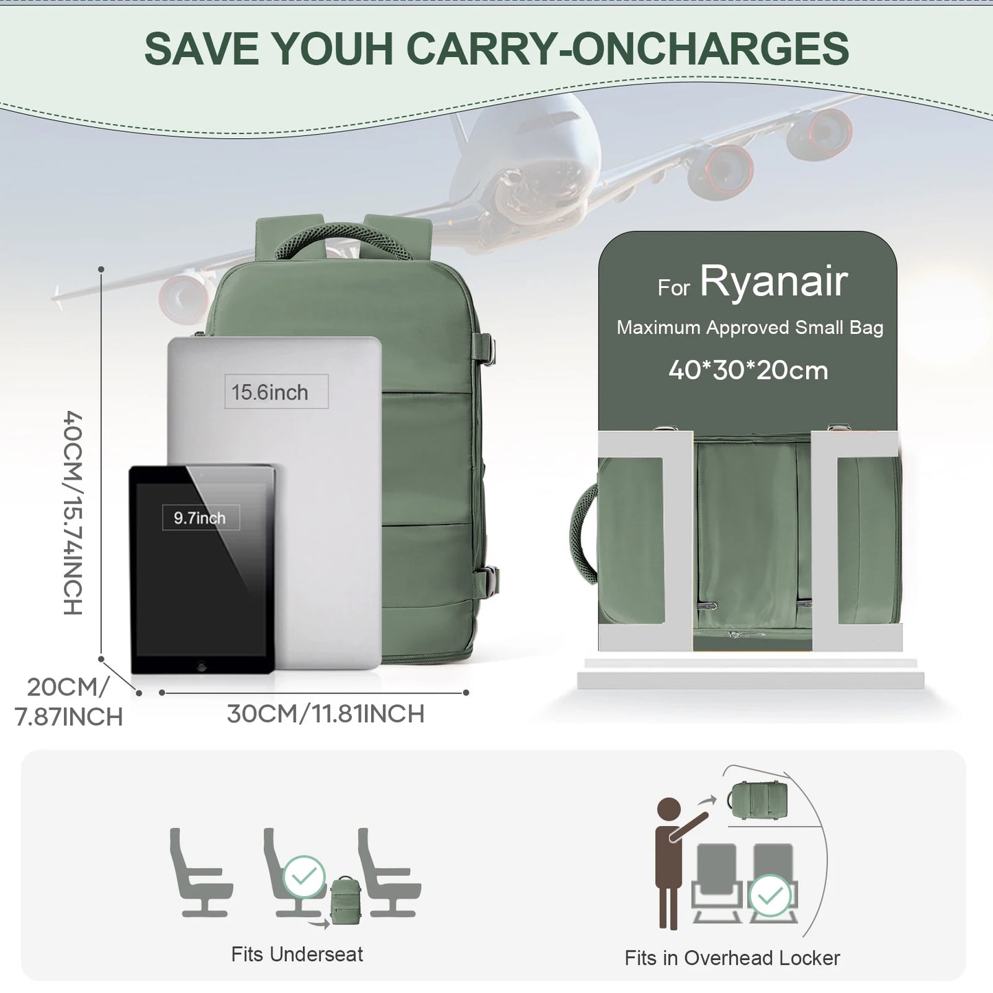 Mochila de viaje versátil 40x30x20 para hombre y mujer | Maleta de cabina