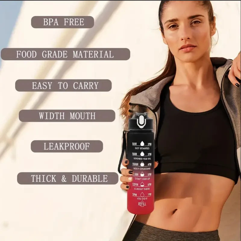 Leak-Proof Sports Water Bottle with Time-Tracking Straw | Outdoor Hydration
