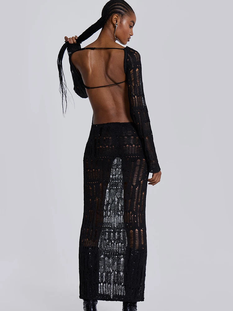 Elegant Hollow Out Backless Maxi Dress | Summer Women’s Fashion