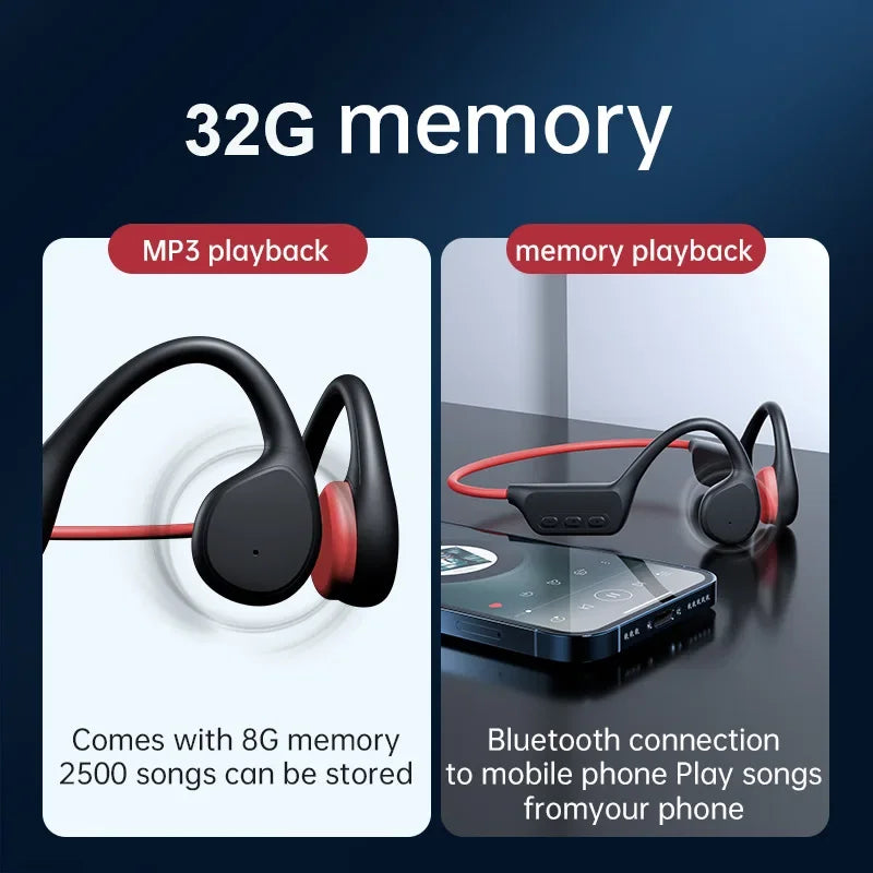 Bluetooth Bone Conduction Earphones | Waterproof MP3 Headphones