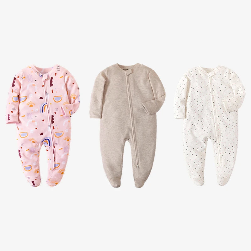 Unisex Newborn Cotton Footed Pajamas | Comfortable Long Sleeve Romper