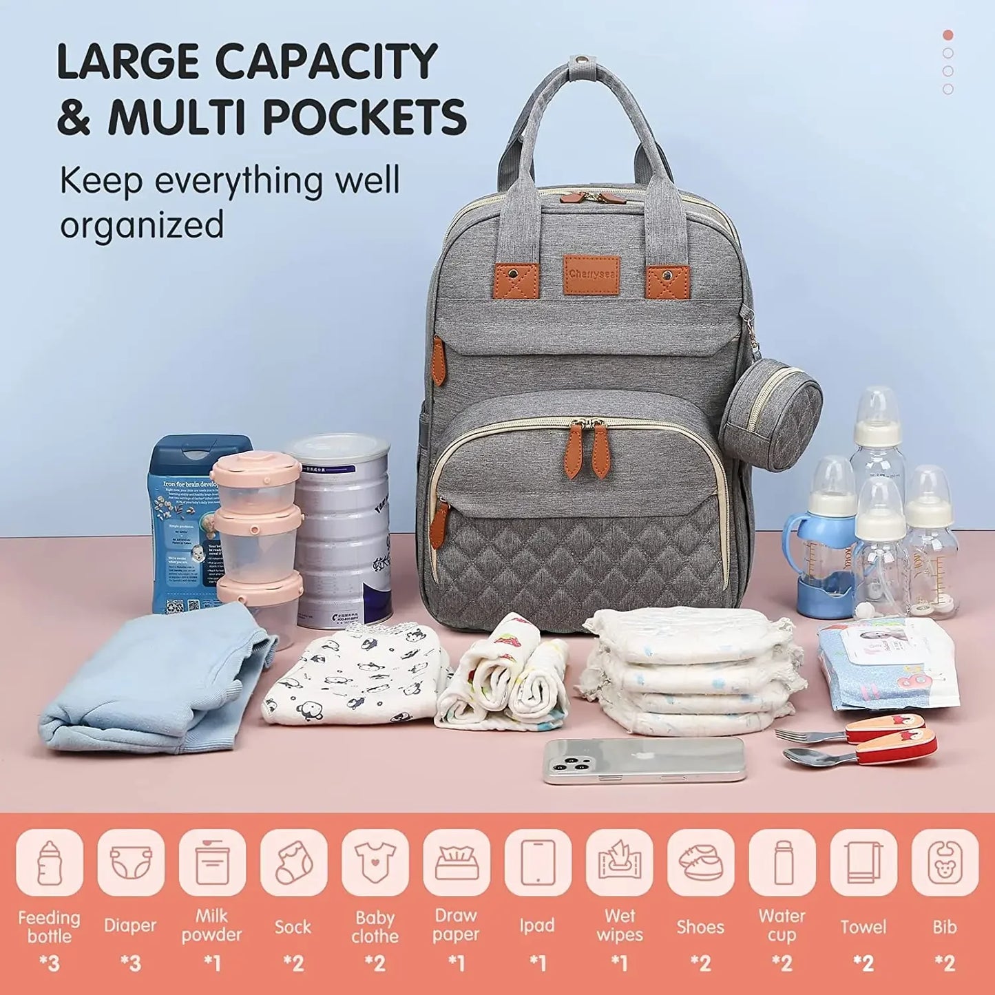 3 In 1 Diaper Bag Backpack | Waterproof & USB Charging