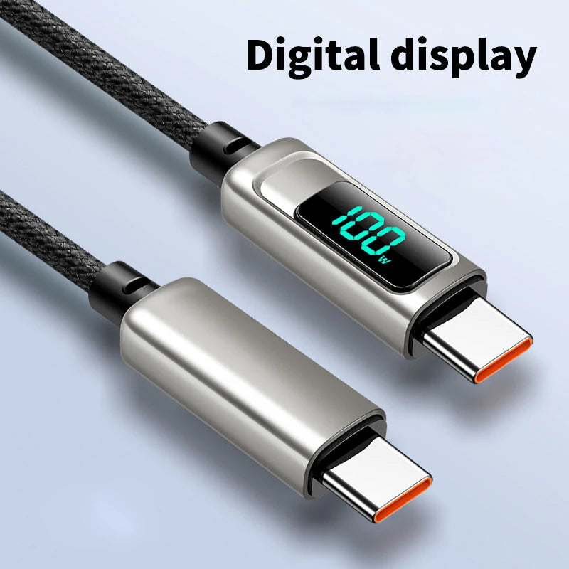 USB A to Type C LED Display Charger Cable | Fast Data Transfer