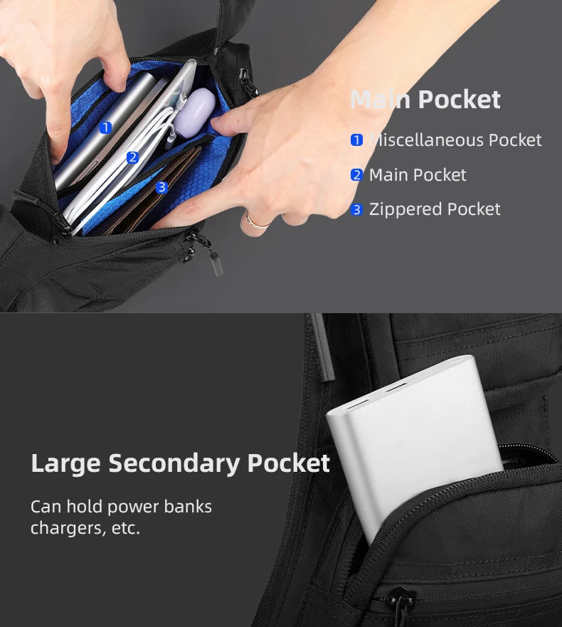 Durable Men's Sling Bag | Waterproof Crossbody & Waist Pack