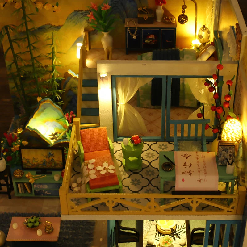 DIY Wooden Dollhouse Kit with LED Lights | Creative Assembly Fun