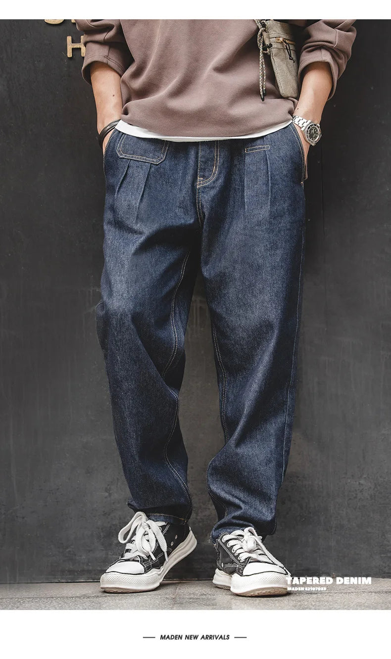 Men's Retro Baggy Denim Jeans | Wide Leg Casual Trousers