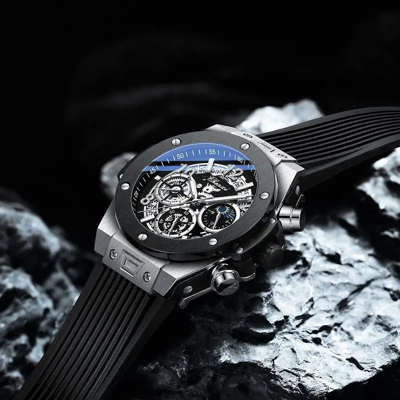 Stylish Big Dial Men's Military Watch | Waterproof Rubber Strap