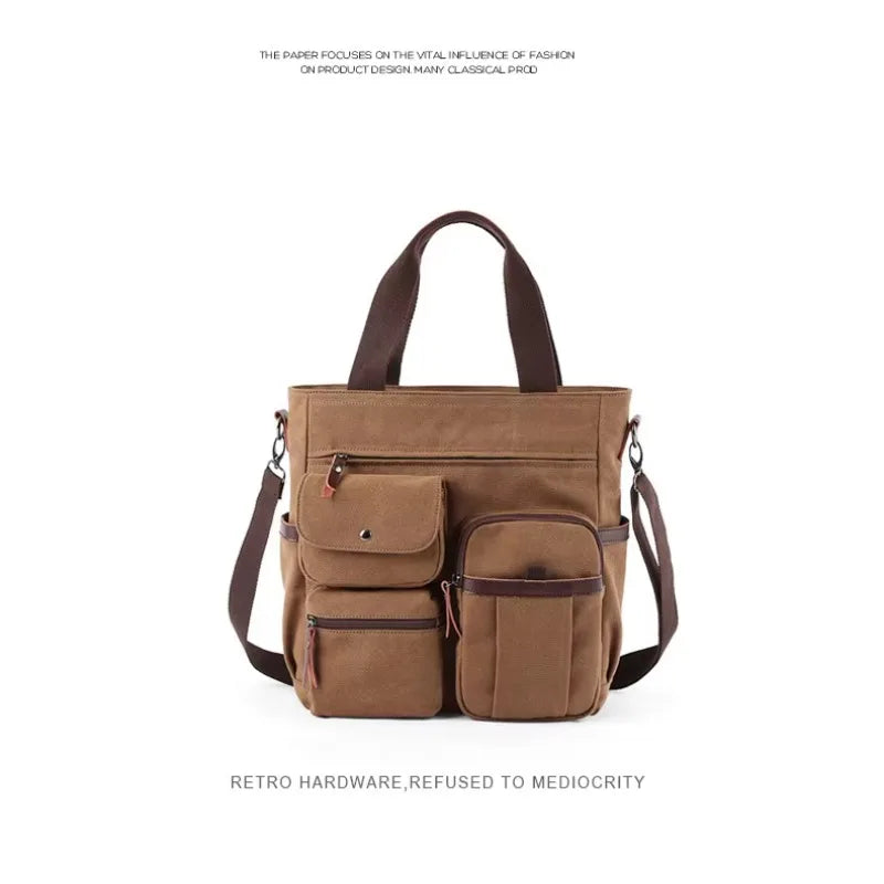 Men's Vintage Canvas Shoulder Bag | Large Capacity Briefcase