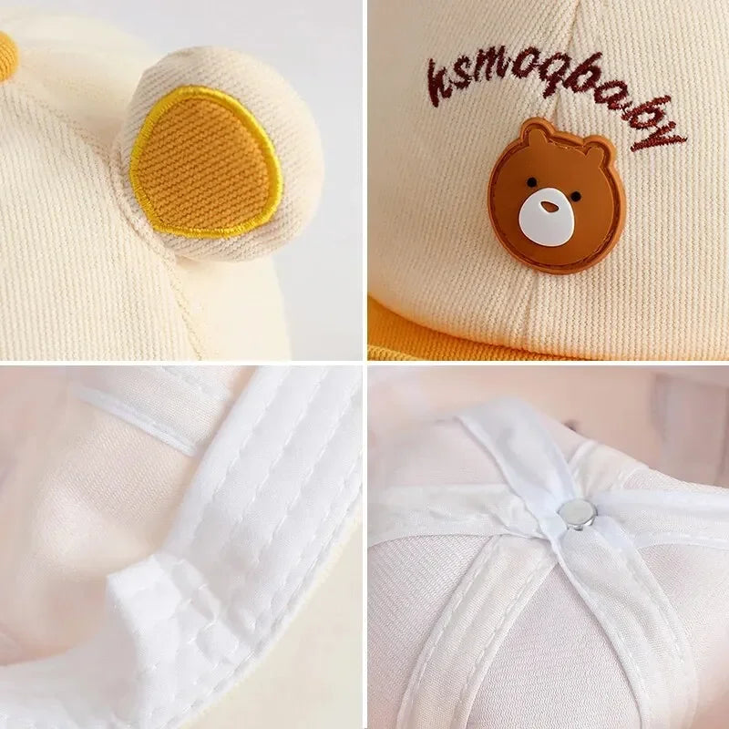 Cute Baby Cartoon Bear Baseball Cap for Infants | Adjustable Sun Hat