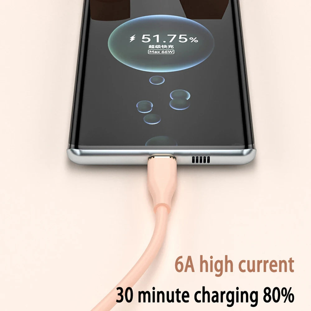 Liquid Silicon USB-C Fast Charging Cable | 66W High-Speed Charger