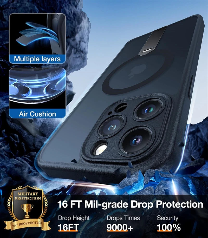 360 Hidden Metal Stand Magnetic Case for iPhone | Ultimate Protection