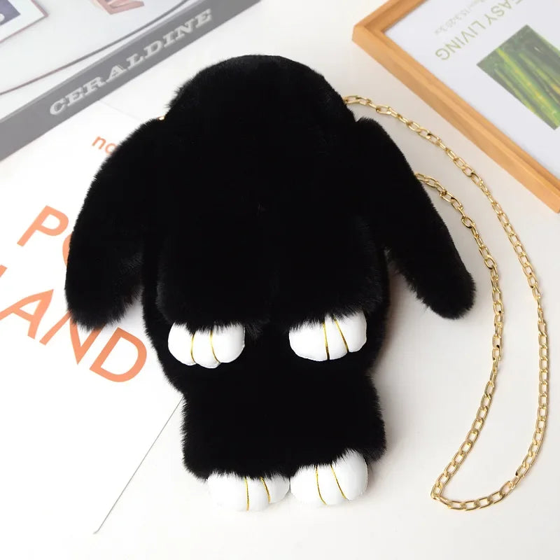 Bonito bolso bandolera de conejo de peluche | Encantador diseño cruzado