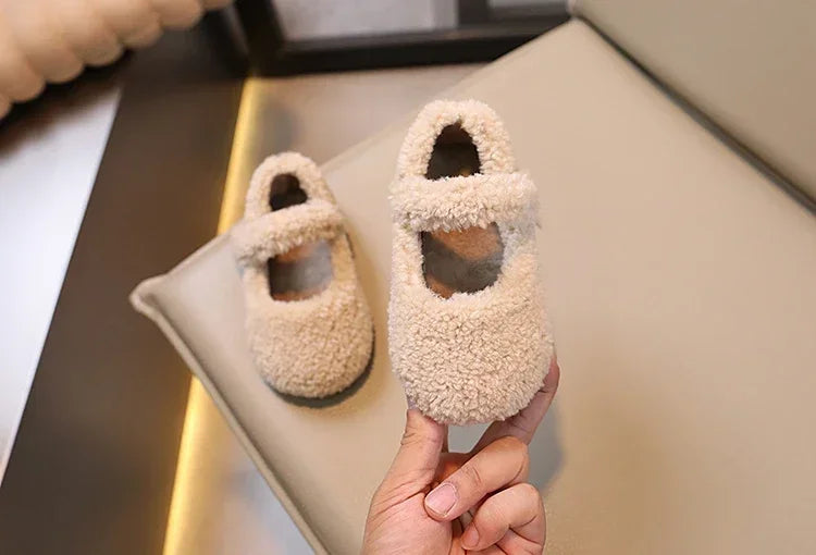 Cozy Velvet Mary Janes for Kids | Warm Plush Toe Winter Shoes