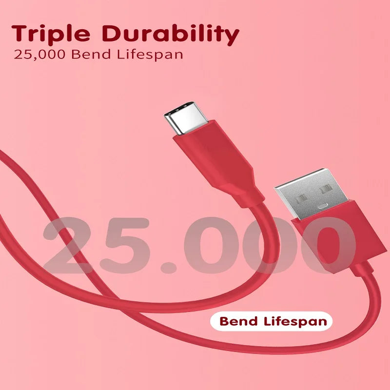 USB Type C Quick Charge Silicone Cable | Fast Charging & Data Transfer