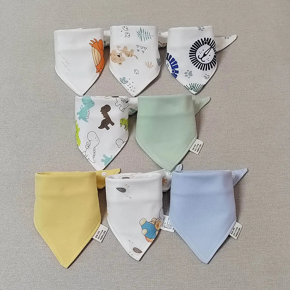 8-Pack Baby Bibs | Soft Cotton Triangle Burp Cloths for Infants